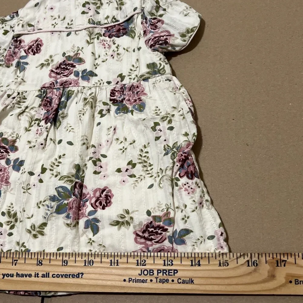 OldNavy Vintage Baby Floral Dress 3-6 Mos Collar Cotton Floral Pearl Snaps Lined